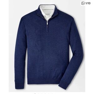 Peter Millar Navy Zip-Front Textured Sweater